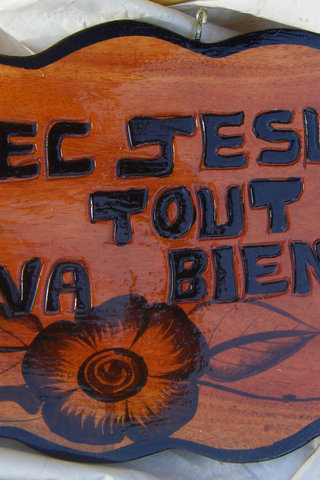 Haitiană Catolic De Perete Decor Lemn Cu Cuvinte In Franceză