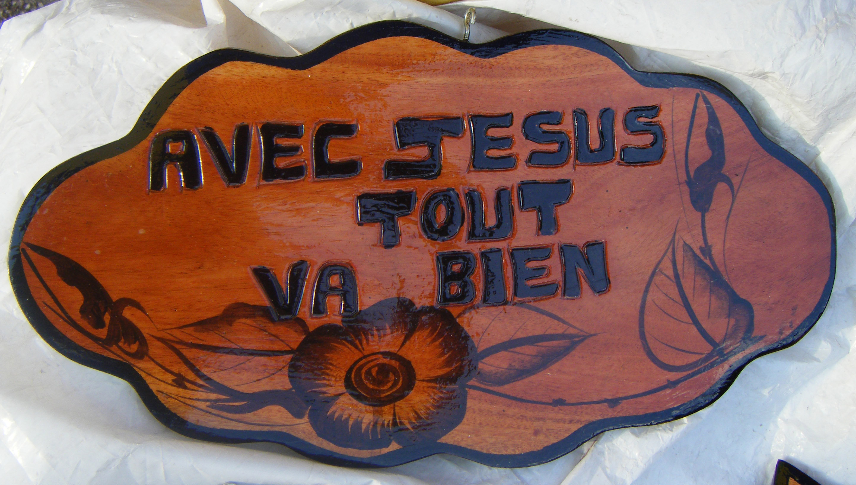 Haitiană Catolic De Perete Decor Lemn Cu Cuvinte In Franceză